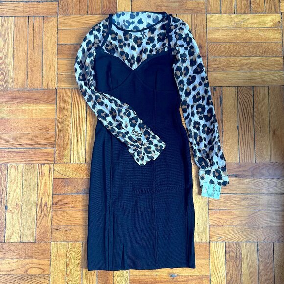Authentic Moschino Leopard/Black Tight Dress New - Picture 1 of 10